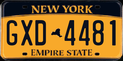 NY license plate GXD4481