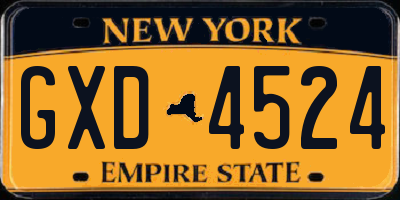NY license plate GXD4524