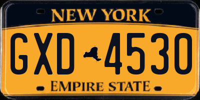 NY license plate GXD4530