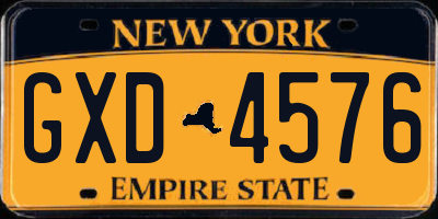 NY license plate GXD4576