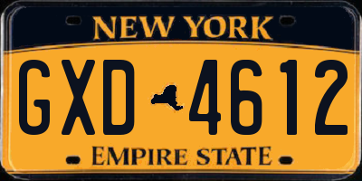 NY license plate GXD4612