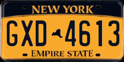 NY license plate GXD4613
