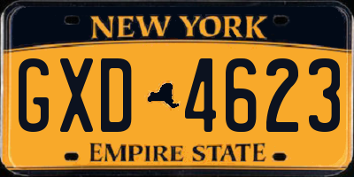 NY license plate GXD4623