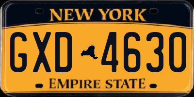 NY license plate GXD4630
