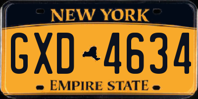 NY license plate GXD4634