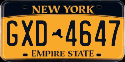 NY license plate GXD4647