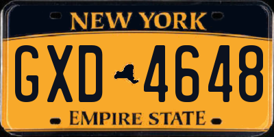 NY license plate GXD4648