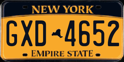 NY license plate GXD4652