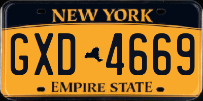 NY license plate GXD4669