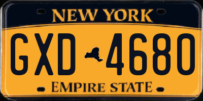 NY license plate GXD4680