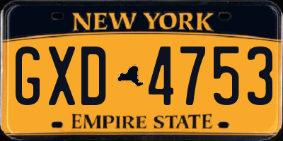 NY license plate GXD4753