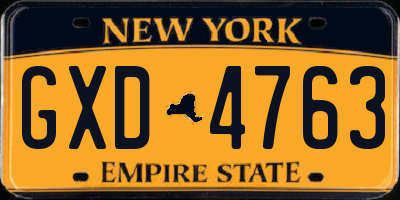 NY license plate GXD4763