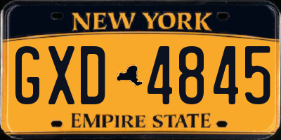 NY license plate GXD4845