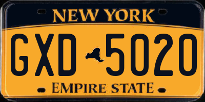 NY license plate GXD5020