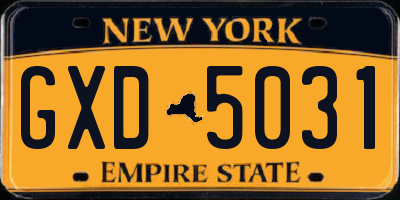 NY license plate GXD5031