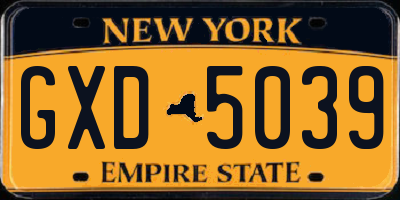 NY license plate GXD5039