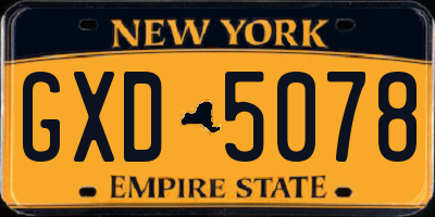 NY license plate GXD5078