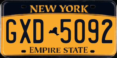 NY license plate GXD5092