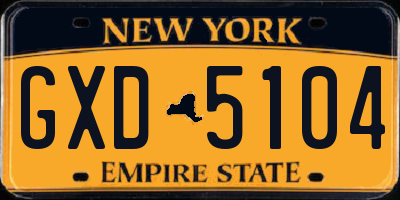 NY license plate GXD5104