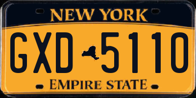 NY license plate GXD5110