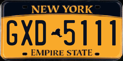 NY license plate GXD5111