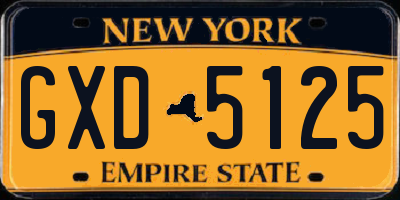 NY license plate GXD5125