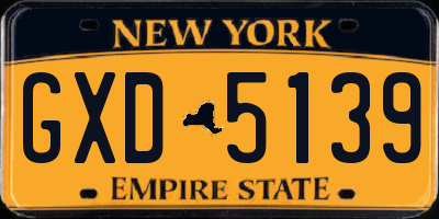 NY license plate GXD5139