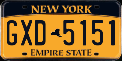 NY license plate GXD5151