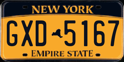 NY license plate GXD5167