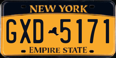 NY license plate GXD5171