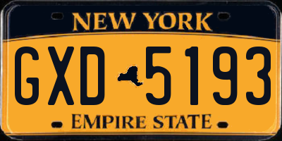 NY license plate GXD5193