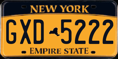 NY license plate GXD5222