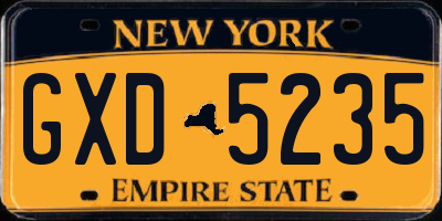NY license plate GXD5235