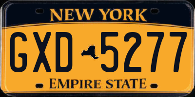 NY license plate GXD5277