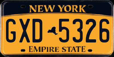 NY license plate GXD5326