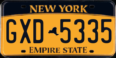 NY license plate GXD5335