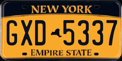 NY license plate GXD5337