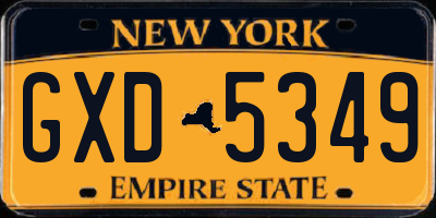 NY license plate GXD5349