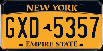 NY license plate GXD5357