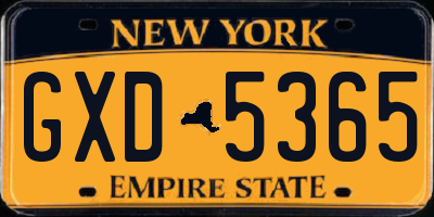 NY license plate GXD5365