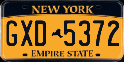 NY license plate GXD5372
