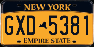 NY license plate GXD5381