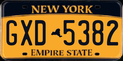 NY license plate GXD5382