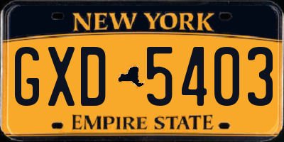NY license plate GXD5403