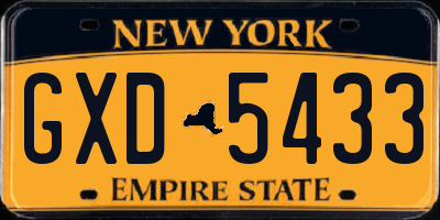 NY license plate GXD5433