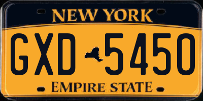 NY license plate GXD5450
