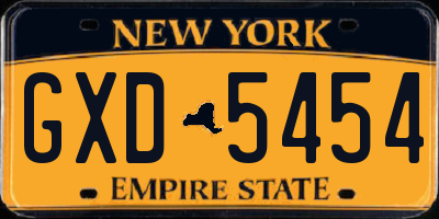 NY license plate GXD5454
