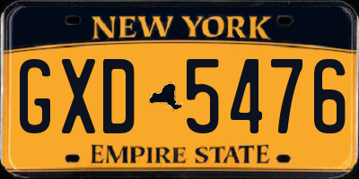 NY license plate GXD5476
