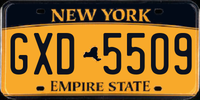 NY license plate GXD5509