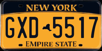 NY license plate GXD5517